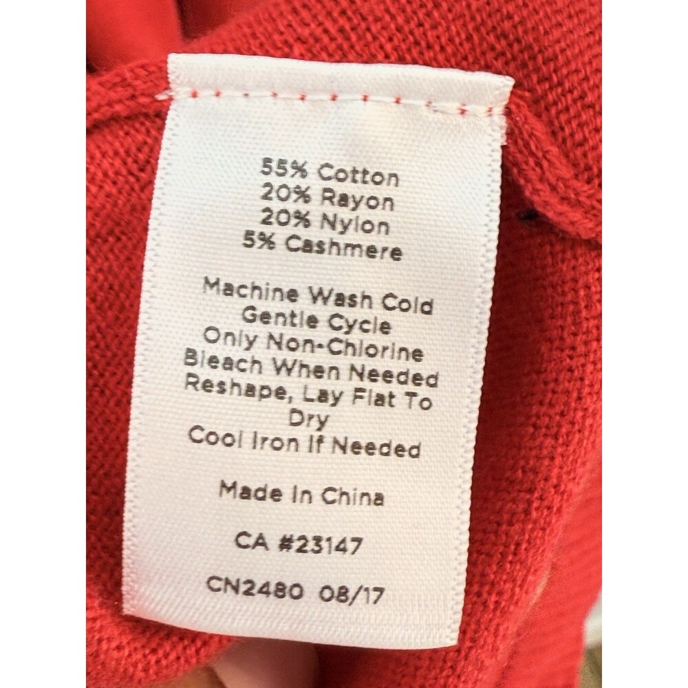 New Talbots Women Cardigan Sweater Sz L Open Knit Red Pop $89 - Picture 13 of 13